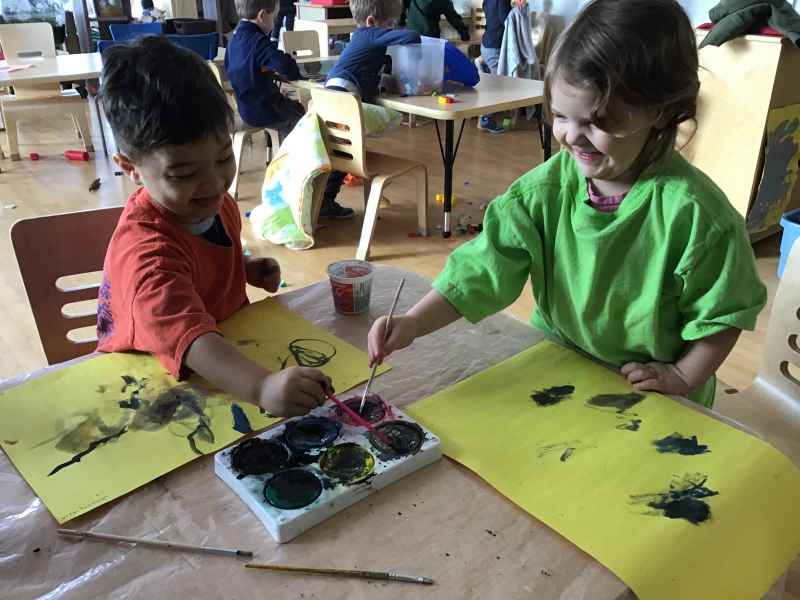 happy children painting